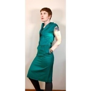 Vintage Prophecy Green Stripe Skirt Suit